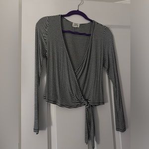 PST striped tie cropped shirt